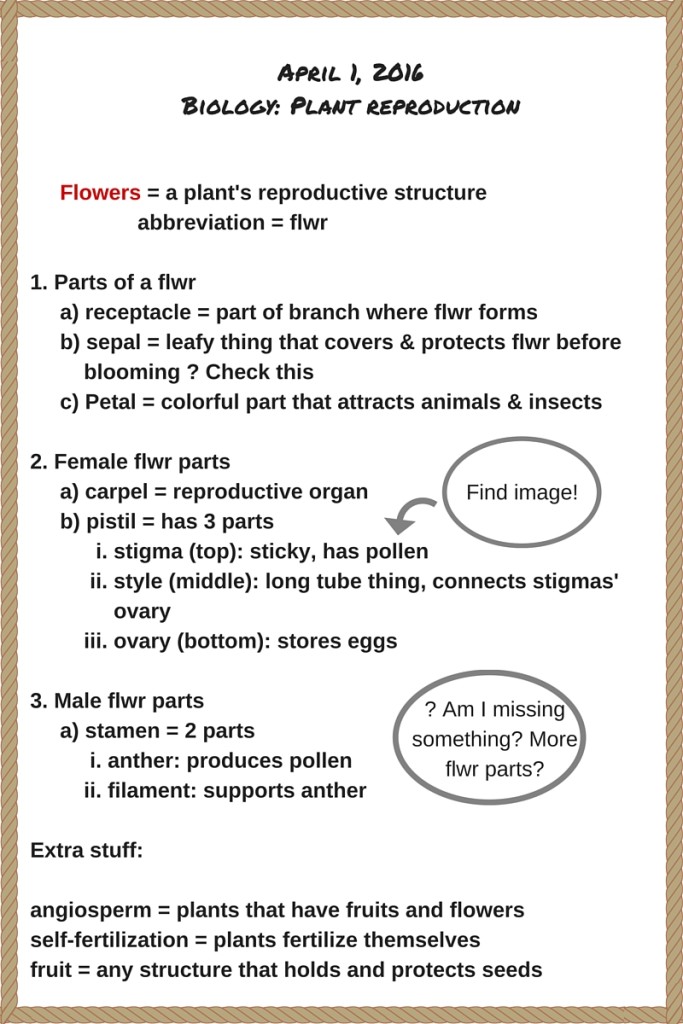 How to take notes in a lecture class -Example of lecture notes in bullet form