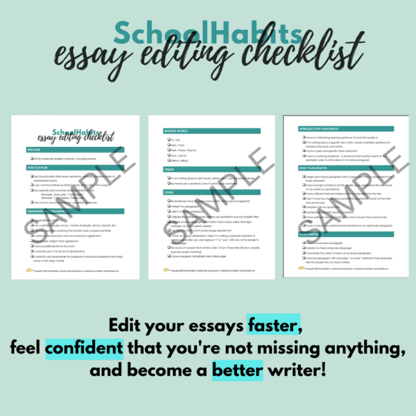 editing checklist sample - SchoolHabits