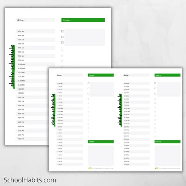 Daily schedule and to do list printable