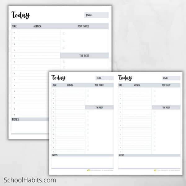 Minimal daily schedule and task list printable 2