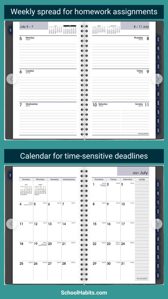 calendar vs assignment notebook