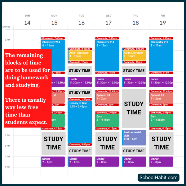 final school schedule in google calendar