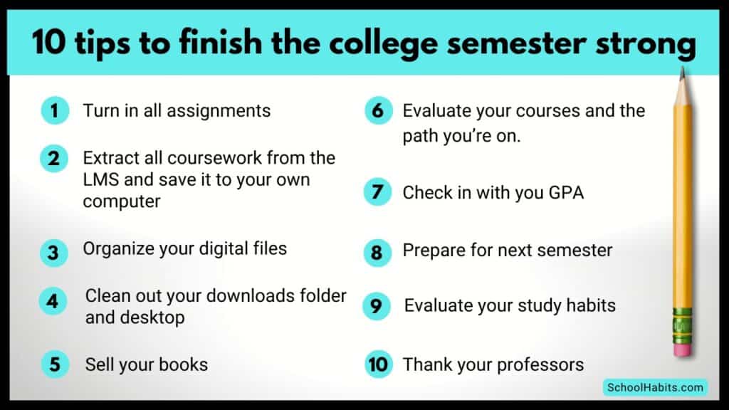 10 tips to finish the college semester strong checklist