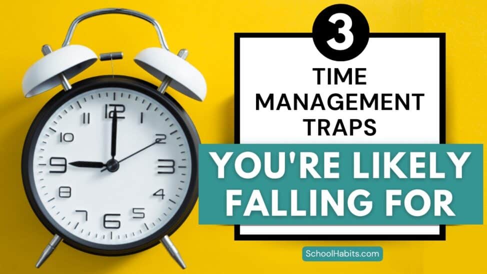 A banner that with a clock that reads "Time management traps you're likely falling for"