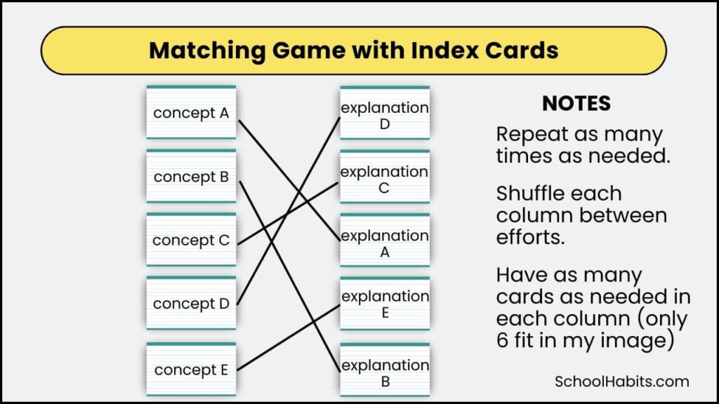 matching game with index cards to study