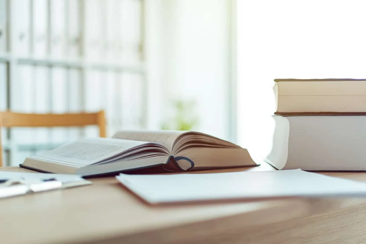 an open book on a desk